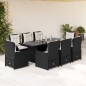 vidaXL 9-tlg. Garten-Essgruppe mit Kissen Schwarz Poly Rattan vidaXL 9-tlg. Garten-Essgruppe mit Kissen Schwarz Poly Rattan