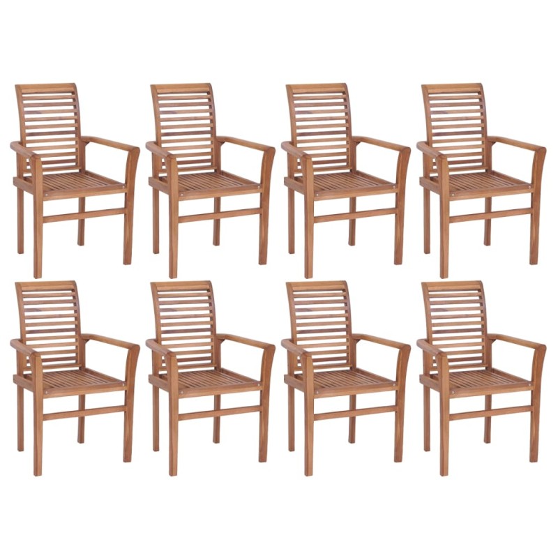 Essstühle 8 Stk. Stapelbar Teak Massivholz Essstühle 8 Stk. Stapelbar Teak Massivholz