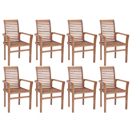 Essstühle 8 Stk. Stapelbar Teak Massivholz