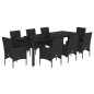 vidaXL 9-tlg. Garten-Essgruppe mit Kissen Schwarz Poly Rattan und Glas vidaXL 9-tlg. Garten-Essgruppe mit Kissen Schwarz Poly Rattan und Glas