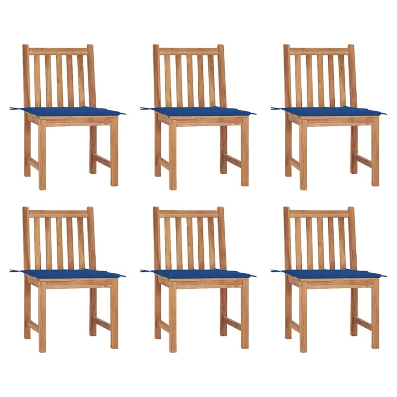 Gartenstühle 6 Stk. mit Kissen Massivholz Teak Gartenstühle 6 Stk. mit Kissen Massivholz Teak