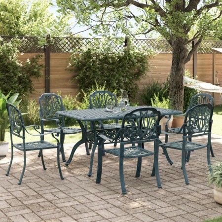 vidaXL 7-tlg. Garten-Essgruppe Grün Aluminiumguss