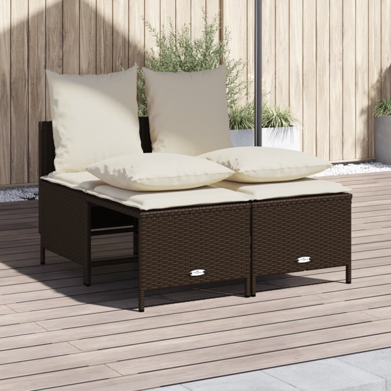 vidaXL 4-tlg. Garten-Sofagarnitur mit Kissen Braun Poly Rattan vidaXL 4-tlg. Garten-Sofagarnitur mit Kissen Braun Poly Rattan