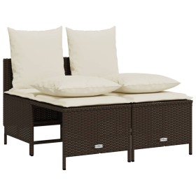vidaXL 4-tlg. Garten-Sofagarnitur mit Kissen Braun Poly Rattan