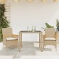 vidaXL 3-tlg. Garten-Essgruppe mit Kissen Beige Poly Rattan und Glas vidaXL 3-tlg. Garten-Essgruppe mit Kissen Beige Poly Rattan und Glas