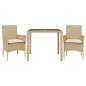 vidaXL 3-tlg. Garten-Essgruppe mit Kissen Beige Poly Rattan und Glas vidaXL 3-tlg. Garten-Essgruppe mit Kissen Beige Poly Rattan und Glas