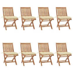 Klappbare Gartenstühle mit Kissen 8 Stk. Massivholz Teak