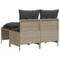 vidaXL 4-tlg. Garten-Sofagarnitur mit Kissen Hellgrau Poly Rattan