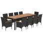 vidaXL 11-tlg. Garten-Essgruppe mit Kissen Schwarz Poly Rattan Akazie vidaXL 11-tlg. Garten-Essgruppe mit Kissen Schwarz Poly Rattan Akazie