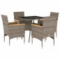 vidaXL 5-tlg. Garten-Essgruppe mit Kissen Grau Poly Rattan und Glas vidaXL 5-tlg. Garten-Essgruppe mit Kissen Grau Poly Rattan und Glas