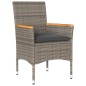 vidaXL 5-tlg. Garten-Essgruppe mit Kissen Grau Poly Rattan und Glas vidaXL 5-tlg. Garten-Essgruppe mit Kissen Grau Poly Rattan und Glas