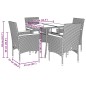 vidaXL 5-tlg. Garten-Essgruppe mit Kissen Grau Poly Rattan und Glas vidaXL 5-tlg. Garten-Essgruppe mit Kissen Grau Poly Rattan und Glas