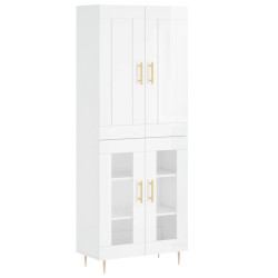 Highboard Hochglanz-Weiß 69,5x34x180 cm Holzwerkstoff