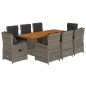 vidaXL 9-tlg. Garten-Essgruppe mit Kissen Grau Poly Rattan vidaXL 9-tlg. Garten-Essgruppe mit Kissen Grau Poly Rattan