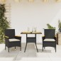 vidaXL 3-tlg. Garten-Essgruppe mit Kissen Schwarz Poly Rattan Akazie vidaXL 3-tlg. Garten-Essgruppe mit Kissen Schwarz Poly Rattan Akazie