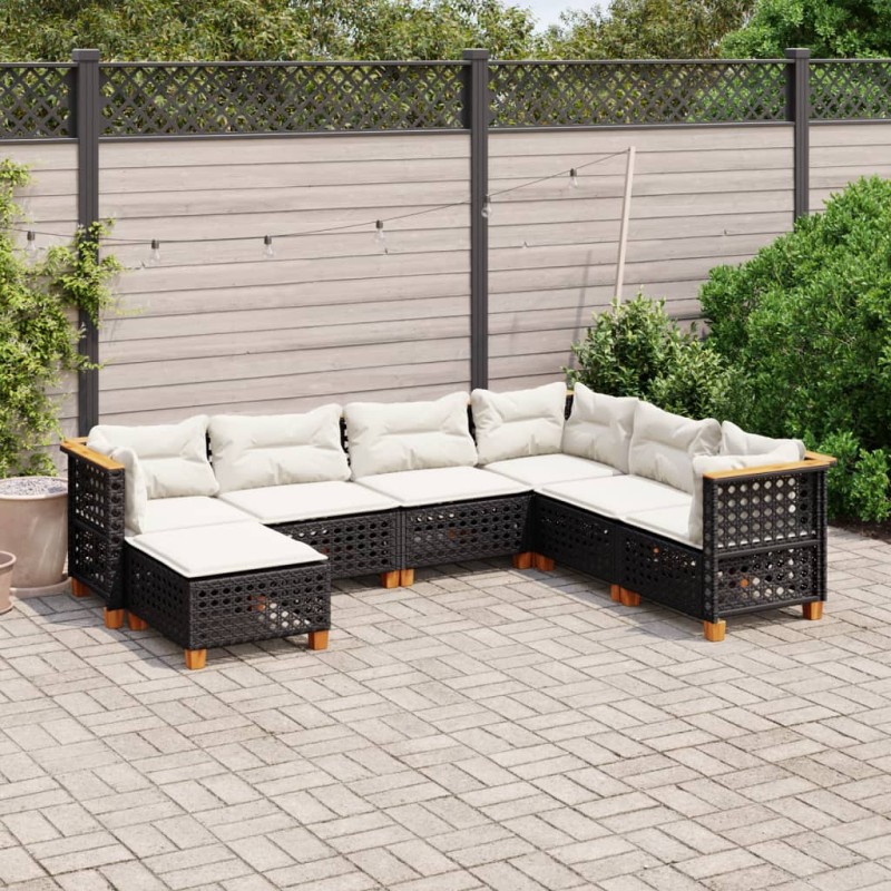 vidaXL 7-tlg. Garten-Sofagarnitur mit Kissen Schwarz Poly Rattan vidaXL 7-tlg. Garten-Sofagarnitur mit Kissen Schwarz Poly Rattan