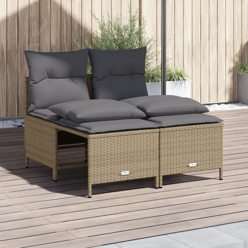 vidaXL 4-tlg. Garten-Sofagarnitur mit Kissen Beige Poly Rattan vidaXL 4-tlg. Garten-Sofagarnitur mit Kissen Beige Poly Rattan