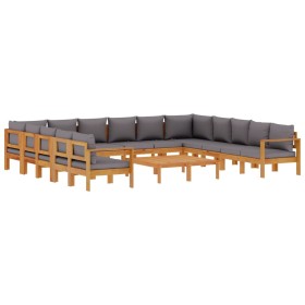 vidaXL 10-tlg. Garten-Sofagarnitur mit Kissen Massivholz Akazie