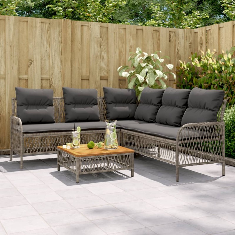 vidaXL 2-tlg. Garten-Sofagarnitur mit Auflagen Poly Rattan Grau vidaXL 2-tlg. Garten-Sofagarnitur mit Auflagen Poly Rattan Grau