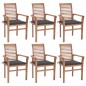 Essstühle 6 Stk. mit Anthrazit Kissen Massivholz Teak Essstühle 6 Stk. mit Anthrazit Kissen Massivholz Teak