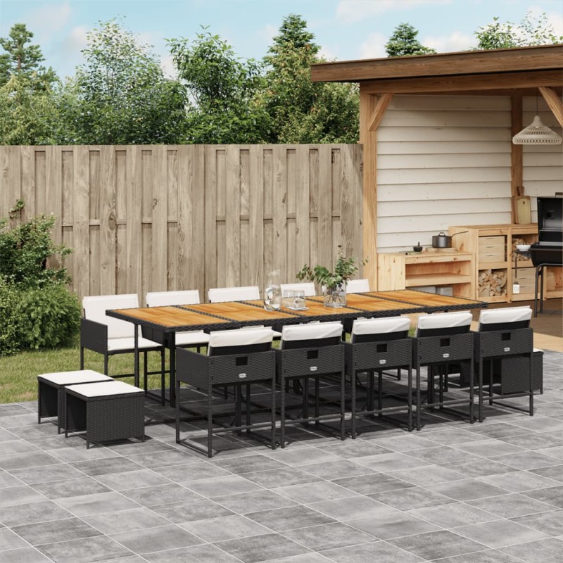 vidaXL 15-tlg. Garten-Essgruppe mit Kissen Schwarz Poly Rattan vidaXL 15-tlg. Garten-Essgruppe mit Kissen Schwarz Poly Rattan