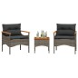 vidaXL 3-tlg. Garten-Sofagarnitur mit Kissen Grau Poly Rattan vidaXL 3-tlg. Garten-Sofagarnitur mit Kissen Grau Poly Rattan