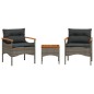 vidaXL 3-tlg. Garten-Sofagarnitur mit Kissen Grau Poly Rattan vidaXL 3-tlg. Garten-Sofagarnitur mit Kissen Grau Poly Rattan