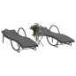 vidaXL Sonnenliegen 2 Stk. mit Tisch Grau Poly Rattan vidaXL Sonnenliegen 2 Stk. mit Tisch Grau Poly Rattan
