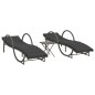 vidaXL Sonnenliegen 2 Stk. mit Tisch Grau Poly Rattan vidaXL Sonnenliegen 2 Stk. mit Tisch Grau Poly Rattan