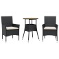 vidaXL 3-tlg. Garten-Essgruppe mit Kissen Schwarz Poly Rattan Akazie vidaXL 3-tlg. Garten-Essgruppe mit Kissen Schwarz Poly Rattan Akazie