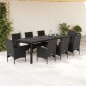 vidaXL 9-tlg. Garten-Essgruppe mit Kissen Schwarz Poly Rattan und Glas vidaXL 9-tlg. Garten-Essgruppe mit Kissen Schwarz Poly Rattan und Glas