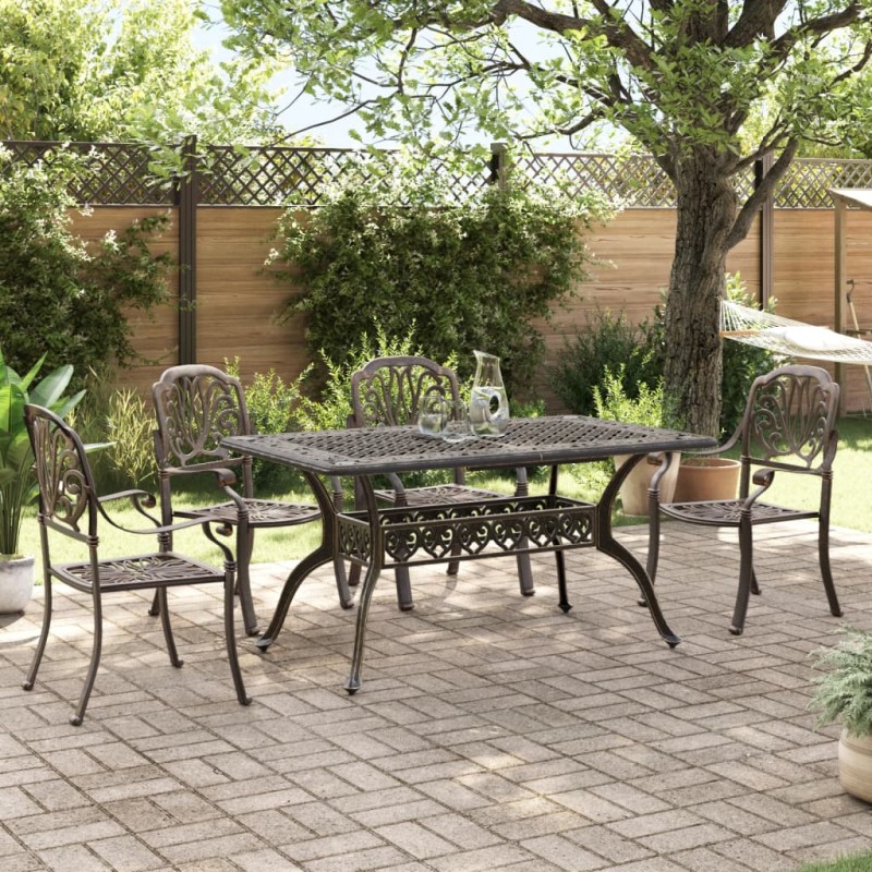 vidaXL 5-tlg. Garten-Essgruppe Bronzen Aluminiumguss vidaXL 5-tlg. Garten-Essgruppe Bronzen Aluminiumguss