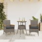 vidaXL 3-tlg. Garten-Essgruppe mit Kissen Grau Poly Rattan Akazie vidaXL 3-tlg. Garten-Essgruppe mit Kissen Grau Poly Rattan Akazie