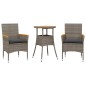 vidaXL 3-tlg. Garten-Essgruppe mit Kissen Grau Poly Rattan Akazie vidaXL 3-tlg. Garten-Essgruppe mit Kissen Grau Poly Rattan Akazie