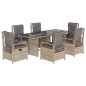 vidaXL 7-tlg. Garten-Essgruppe mit Kissen Beige Poly Rattan vidaXL 7-tlg. Garten-Essgruppe mit Kissen Beige Poly Rattan