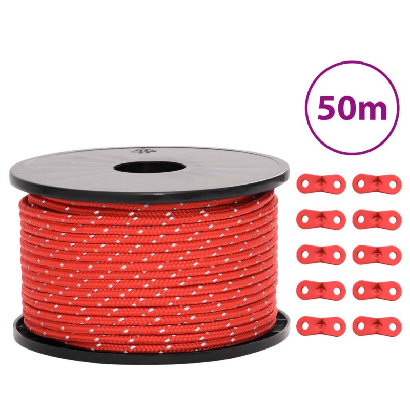 vidaXL Zeltleine Reflektierend mit Seilspannern 50 m 5 mm vidaXL Zeltleine Reflektierend mit Seilspannern 50 m 5 mm