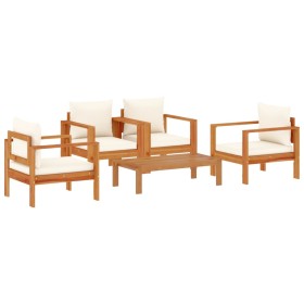 vidaXL 5-tlg. Garten-Sofagarnitur mit Kissen Massivholz Akazie