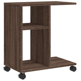 vidaXL Beistelltisch mit Rollen Braun Eiche 50x30x55 cm Holzwerkstoff