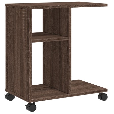 vidaXL Beistelltisch mit Rollen Braun Eiche 50x30x55 cm Holzwerkstoff
