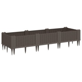 vidaXL Pflanzkasten mit Erdspießen Braun 125x40x28,5 cm PP