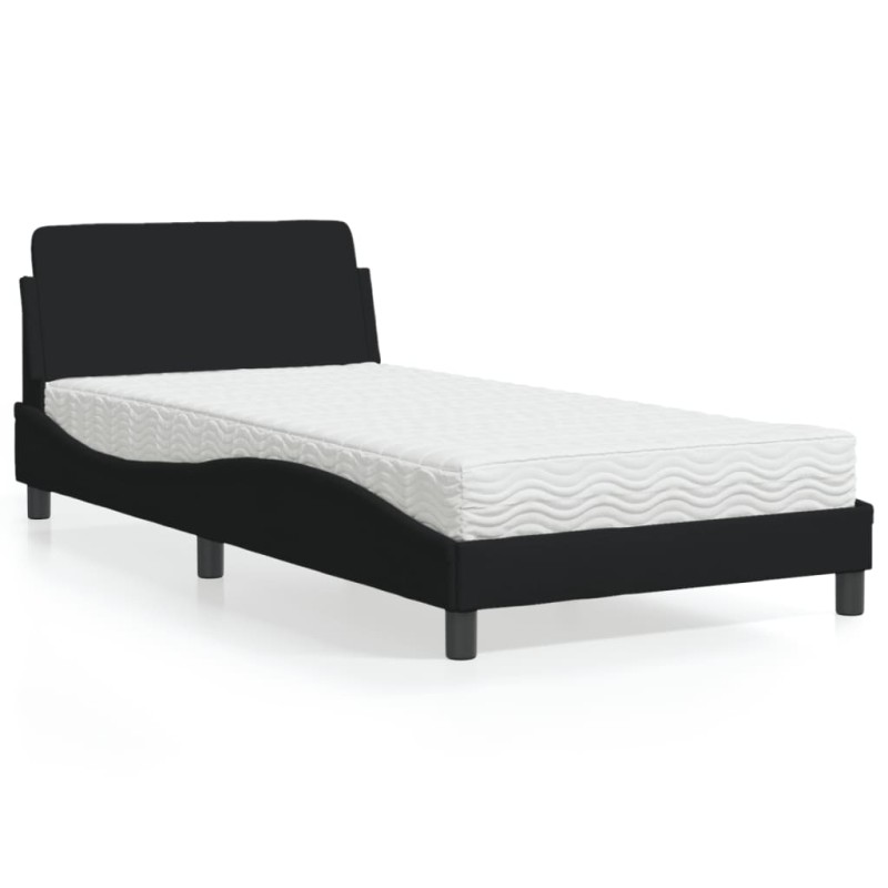 vidaXL Bett mit Matratze Schwarz 100x200 cm Stoff vidaXL Bett mit Matratze Schwarz 100x200 cm Stoff