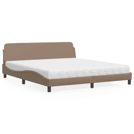 vidaXL Bett mit Matratze Cappuccino-Braun 180x200 cm Kunstleder