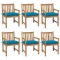Gartenstühle 6 Stk. mit Hellblauen Kissen Massivholz Teak Gartenstühle 6 Stk. mit Hellblauen Kissen Massivholz Teak