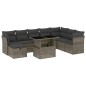 vidaXL 9-tlg. Garten-Sofagarnitur mit Kissen Grau Poly Rattan vidaXL 9-tlg. Garten-Sofagarnitur mit Kissen Grau Poly Rattan