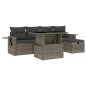 vidaXL 6-tlg. Garten-Sofagarnitur mit Kissen Grau Poly Rattan vidaXL 6-tlg. Garten-Sofagarnitur mit Kissen Grau Poly Rattan