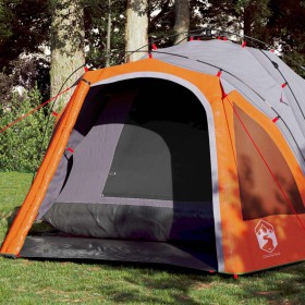 vidaXL Kuppel-Campingzelt 3 Personen Grau und Orange Quick Release