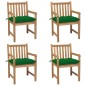 vidaXL Gartenstühle 4 Stk. mit Grünen Kissen Massivholz Teak vidaXL Gartenstühle 4 Stk. mit Grünen Kissen Massivholz Teak