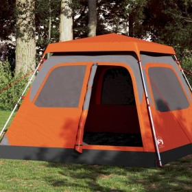 vidaXL Kuppel-Campingzelt 4 Personen Grau und Orange Quick Release