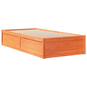 vidaXL Massivholzbett Wachsbraun 90x190 cm Kiefer