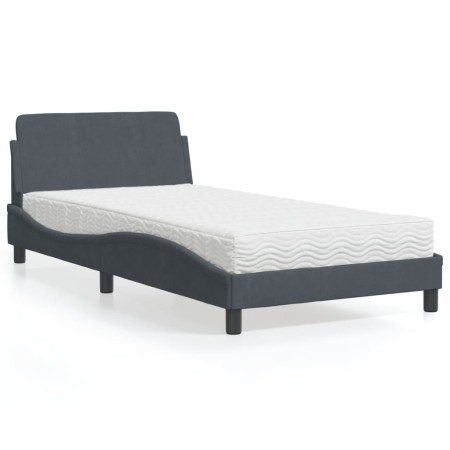 vidaXL Bett mit Matratze Dunkelgrau 100x200 cm Samt